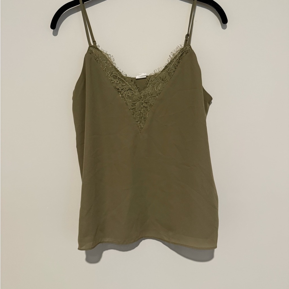 Olive Lace Trim Cami Top